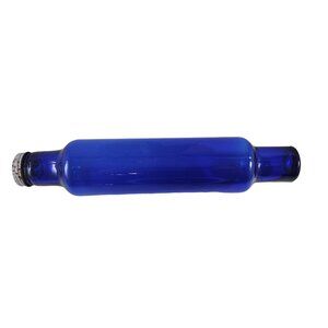 Vintage Cobalt Blue Art Glass Rolling Pin With Screw On Cap Hollow